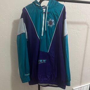 Teal and Purple Hooded Utah Jazz Retro Logo Windbreaker